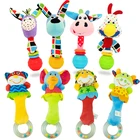 Детская погремушка, мягкие плюшевые игрушки в виде животных, Колокольчик для новорожденных, пищащие игрушки, колокольчик, корова, собака, подарок на возраст 0-12 месяцев