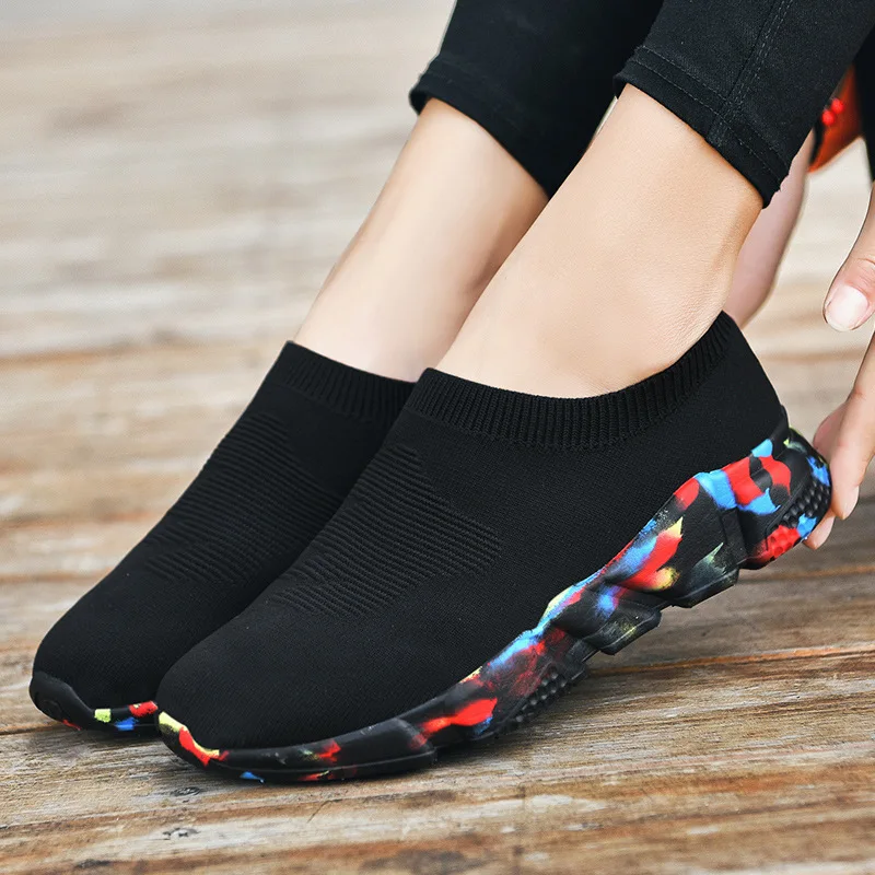 

Women Shoes Knitting Sock Sneakers Women Lightweight Casual Slip On Flat Laides Shoes Woman Plus Size Loafers Walking Famela5526