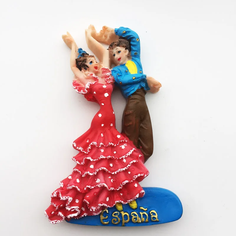 

QIQIPP Spain Creative Tourism Commemorative Gift Three-dimensional Flamenco Duo Hand Painted Magnetic Sticker Fridge Magnet