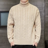 autumn and winter solid color casual sweater mens long sleeve turtleneck knitted pullover