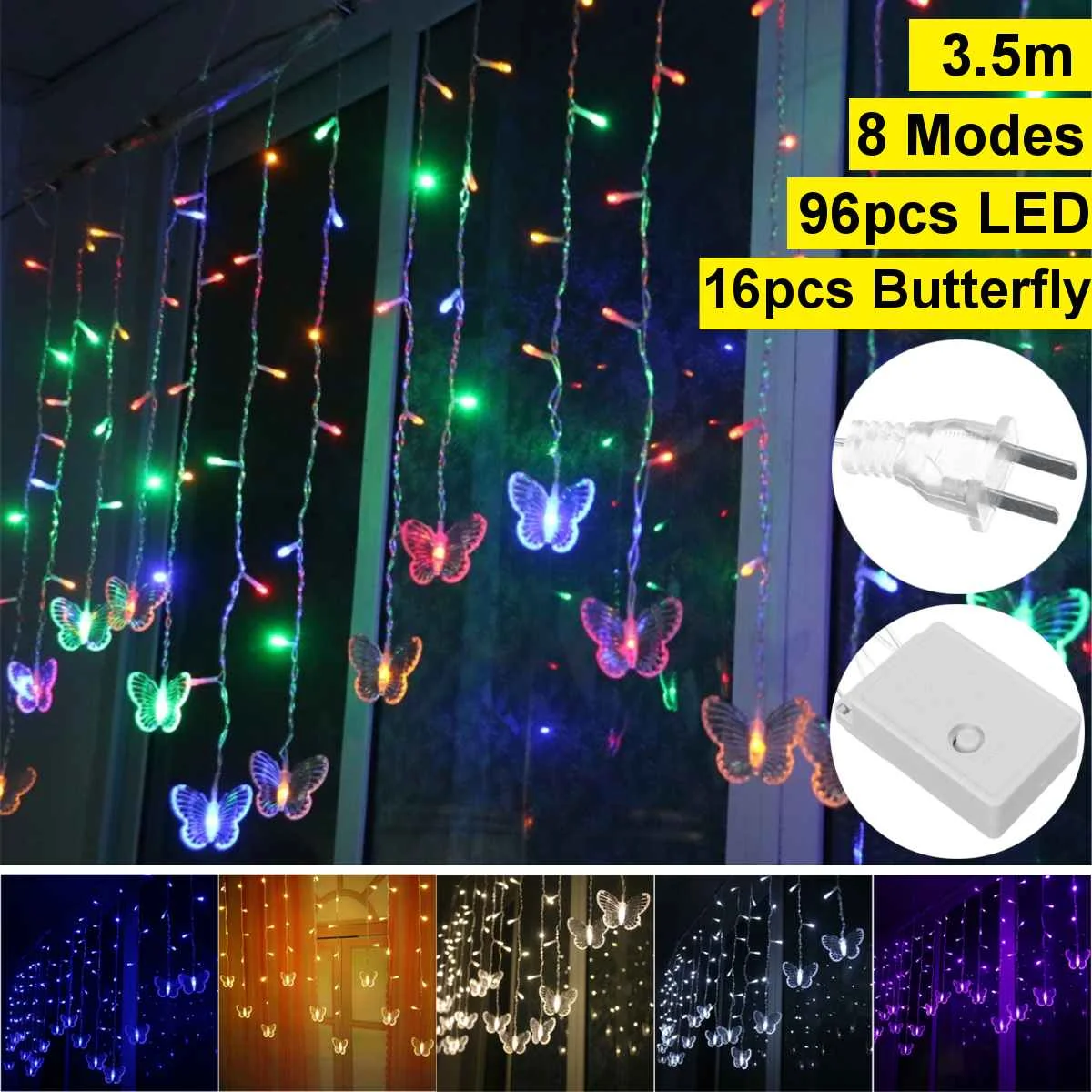 

3.5m 16 Butterfly LED Curtain Lights CHRISTMAS Guirlande Holiday Lighting LED String Fairy Lights Luces Decorativas De Navidad