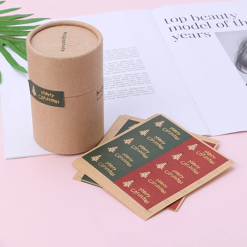 

100PCS Merry Christmas tree Gilding Seal gift Sticker for DIY Multifunction baking package Label