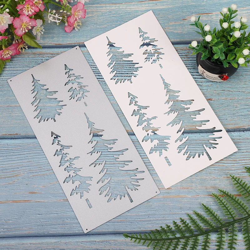 

2022 New Arrival Metal Christmas Tree Winter Background Cutting Dies for Scrapbooking Card Making Rectangle Stencils