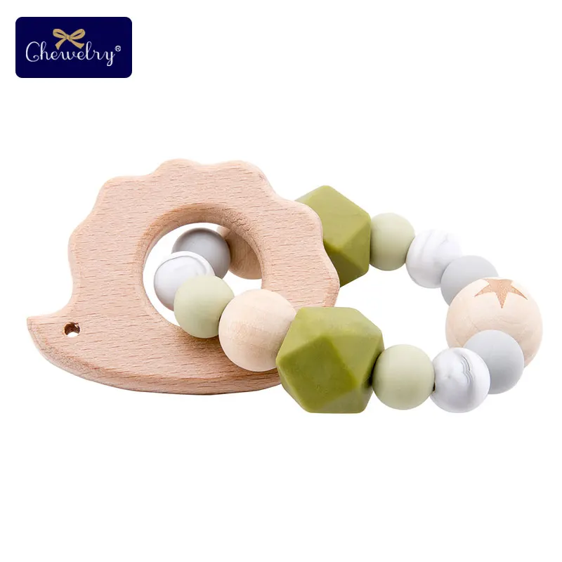 Hedgehog Bracelet Деревянный Прорезыватель для зубов, Детская соска, клипса, цепь, 1 шт., бук, звезда, деревянный геометрический крючок, бисер, держатель для соски, пустышка, клипса для детей, Let's Make - Цвет: Hedgehog Bracelet