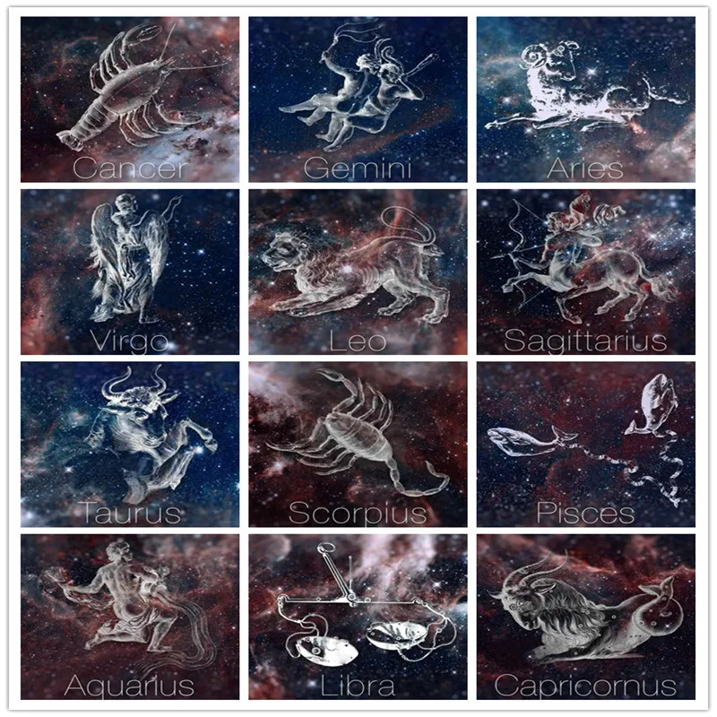 5D DIY Полная квадратная алмазная живопись зодиака &quotЗвездное небо&quot с нашивками