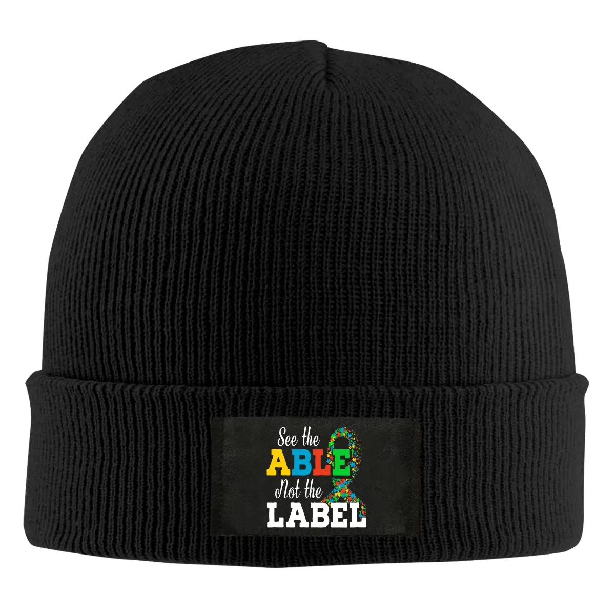 

See The Able Not The Label Beanie Hats For Men Women With Designs Winter Slouchy Knit Skull Cap