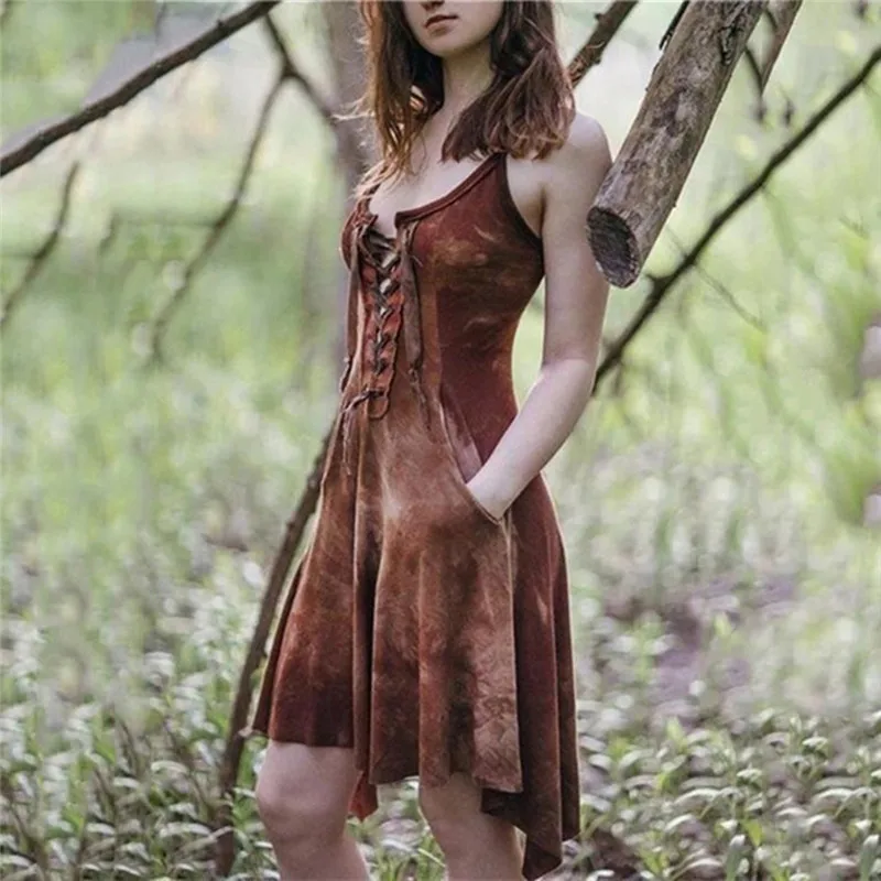 Средневековое женское платье ретро этнический Племенной комбинация ремесло с