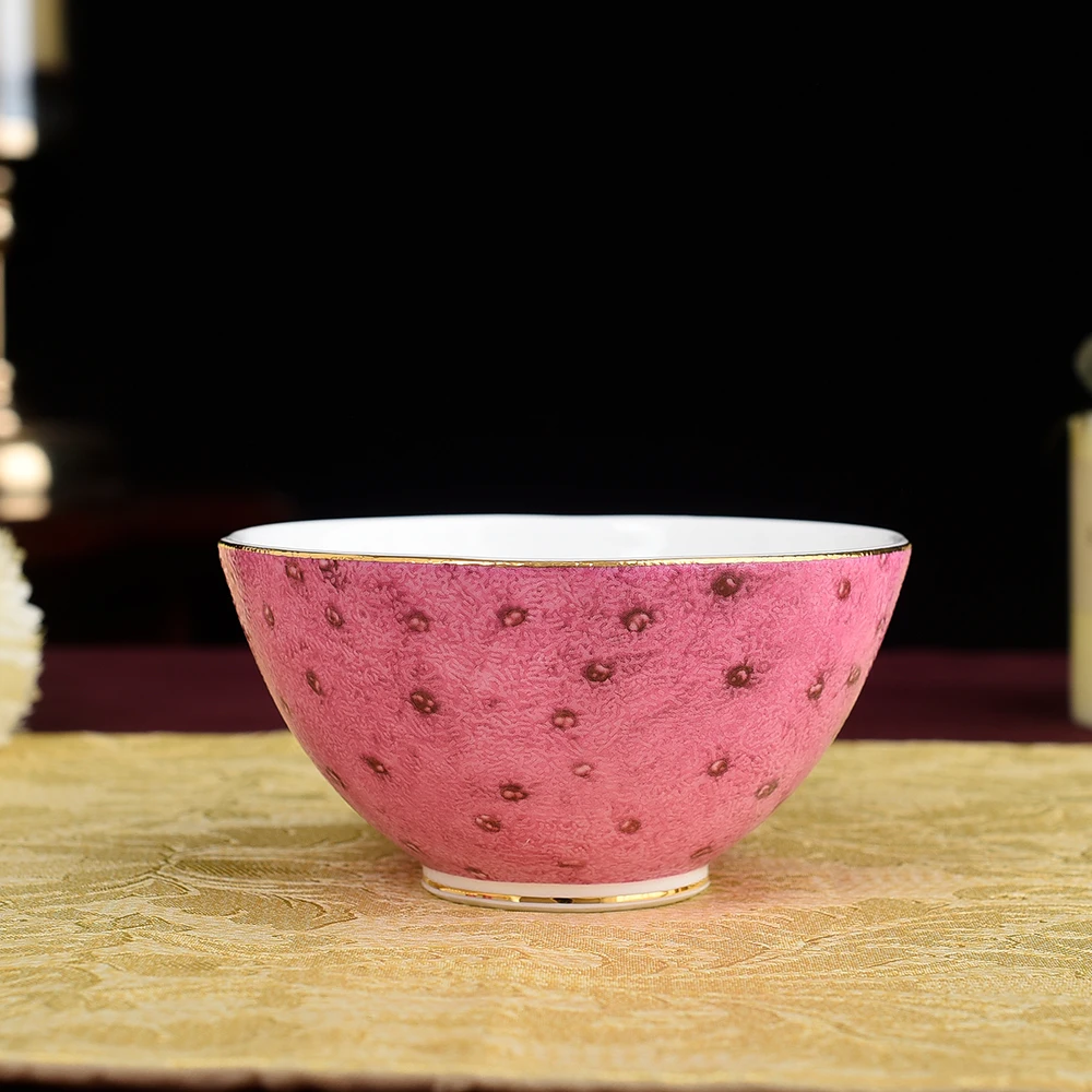 

European style high-grade Ceramic Bowl Household Rice Bowl Children Small Bowl Leopard Print Tableware Eating Bowl