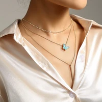 choker multi layer women casual necklace cold style simple butterfly pendant necklace fashion link chain jewelry