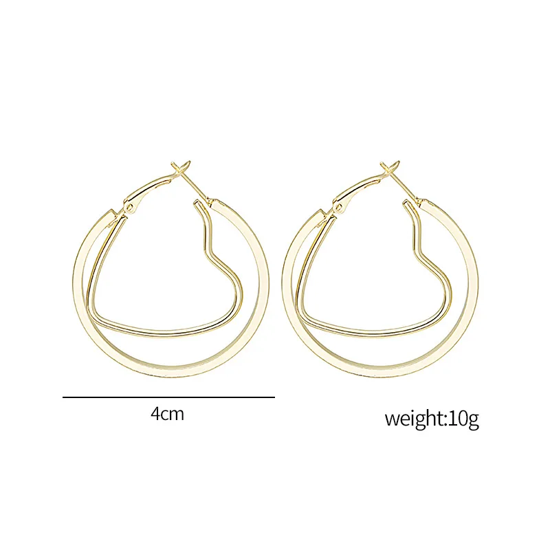 

earrings for women personality exaggerated love circle earrings French cold wind hollow peach heart metal earrings earrings
