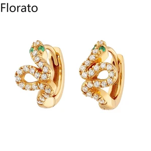 925 Sterling Silver Inlaid Zircon Hoop Earrings Luxury Sparkling Snake Huggie Earrings For Women Fine Jewelry Gift pendientes 45