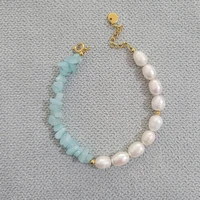 2022 new 18kgf natural pearl bracelet handmade bracelet nature stone bracelets for women cute jewelry