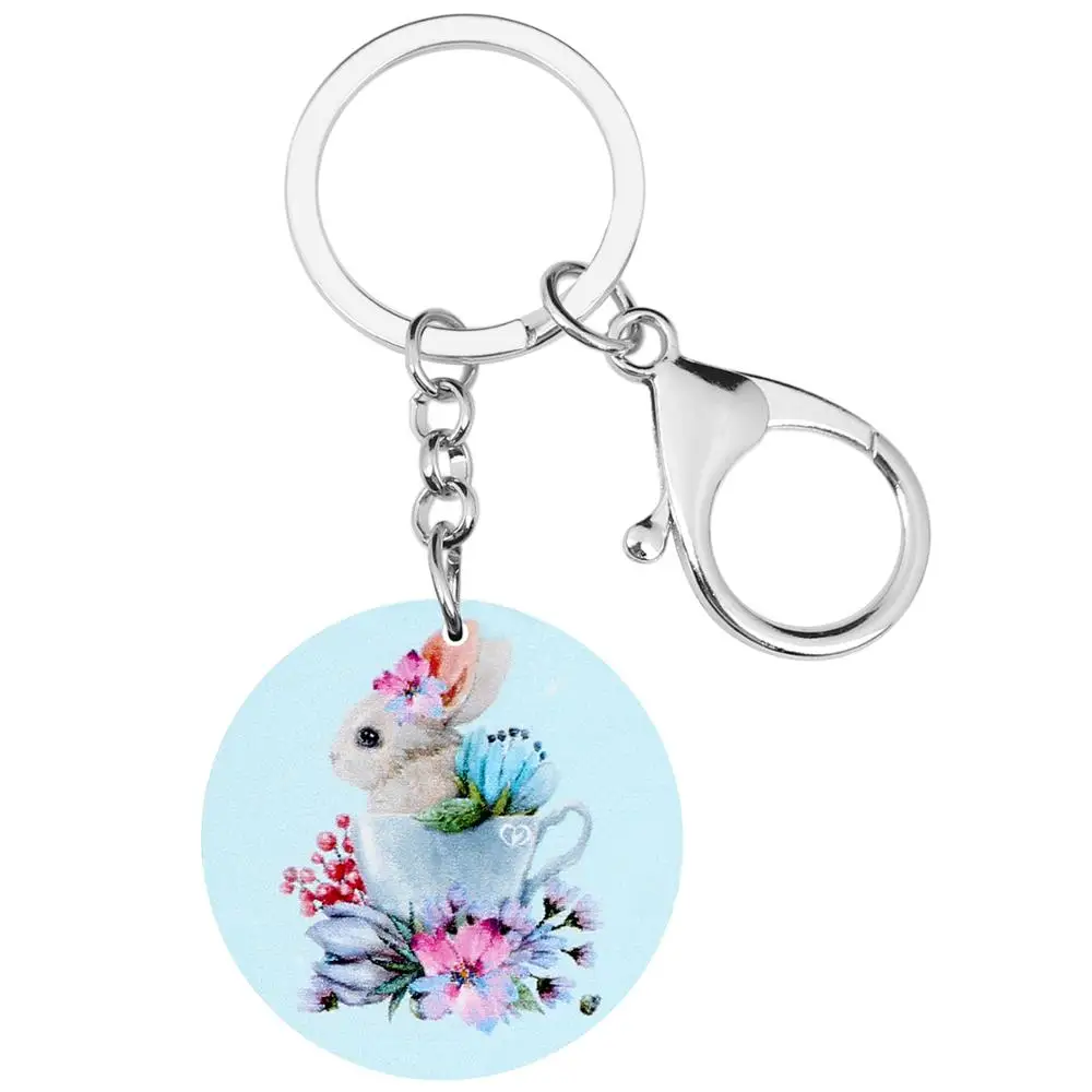 ARWA акриловый Круглый Цветок Пасхальный заяц Кролик Банни брелки брелок с принтом