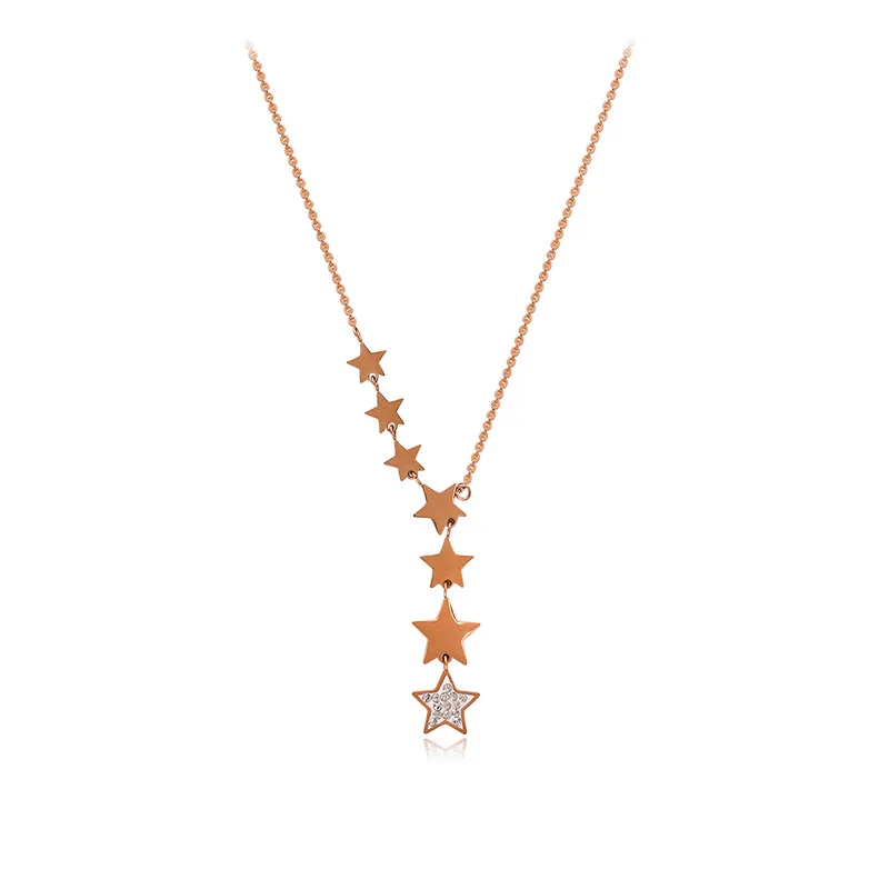 

Titanium Steel Rhinestone Star Necklace Women Fashion Jewelry Simple Choker Collares Temperament Pendants Birthday Gifts