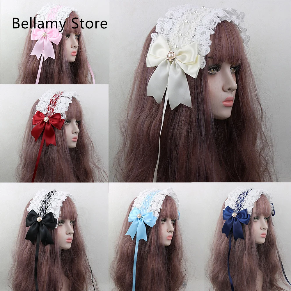 

Soft girl Lolita hairband sweet everyday versatile lace maid bow headdress