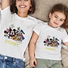 Женские футболки, футболки Disney Park Микки, Минни, Дональд, семейная Одинаковая одежда с принтом, повседневные белые топы с коротким рукавом для мам и детей