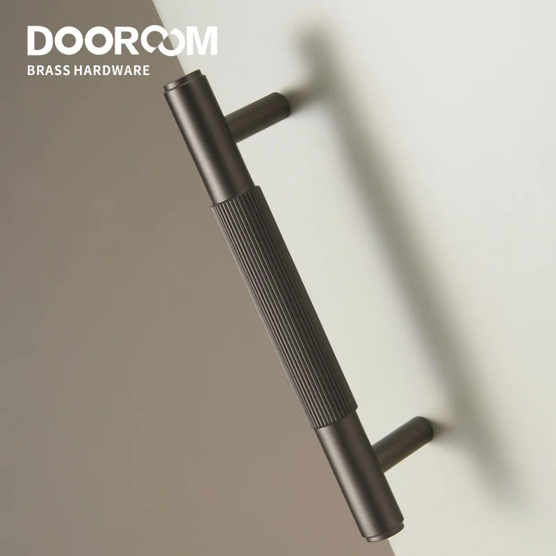Dooroom Brass Furniture Handles Modern Brass Grey Wardrobe Dresser Cupboard Cabinet Drawer Shoe Box Wine Bar Pulls Knobs