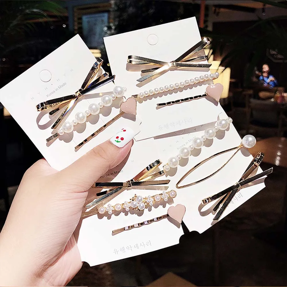 3 шт. Элегантные Заколки для волос с бантом девочек имитация жемчуга заколки из