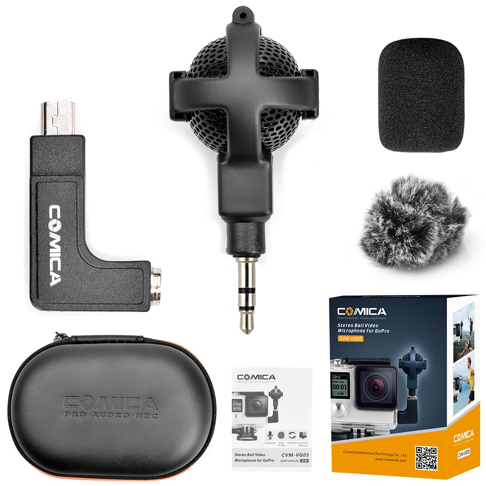 COMICA CVM-VG05 шарообразный стерео видео микрофон интервью микрофон для камер GoPro Hero 3 3+ 4 5