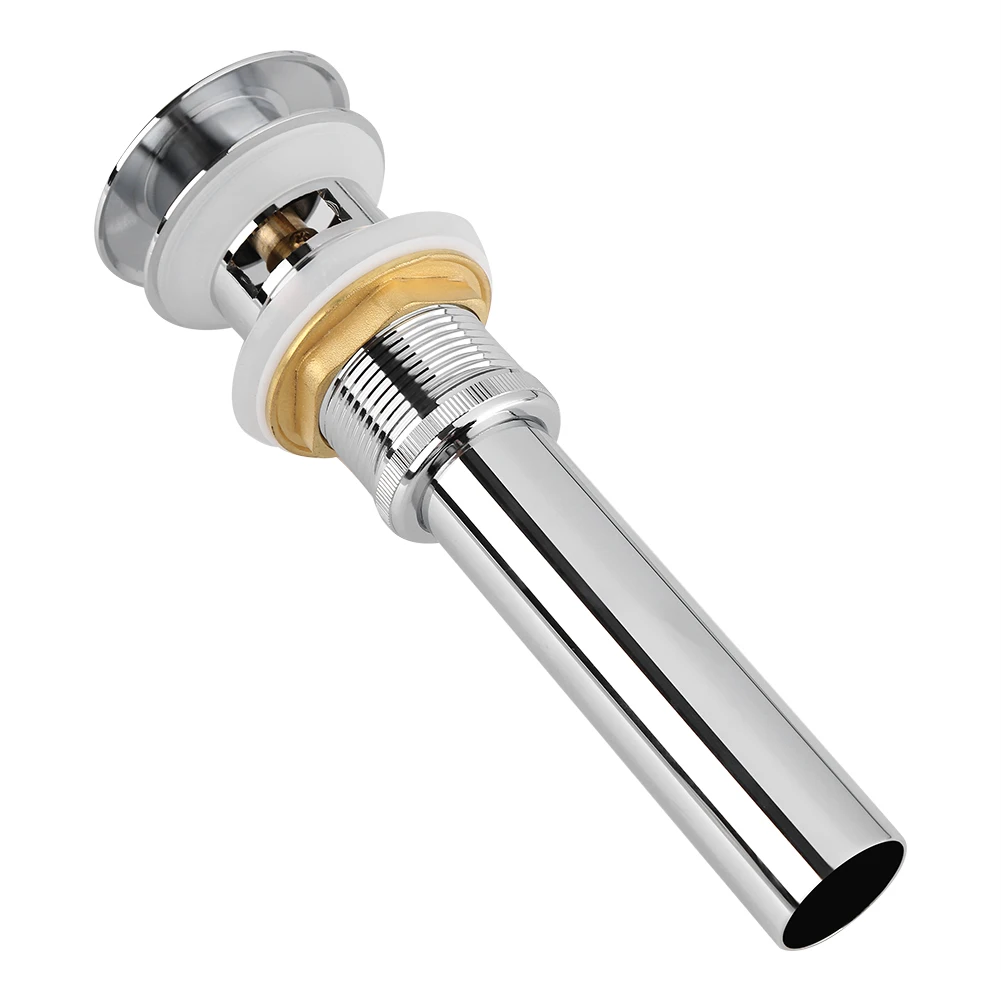 

Kitchen Bathroom Basin Sink Solid Brass Pop Up Drain Stopper with Overflow Hole Chrome