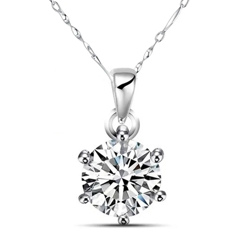 

S925 Sterling Silver Six-claw Round Zircon Pendant Female Personality Fashion Simple Pendant