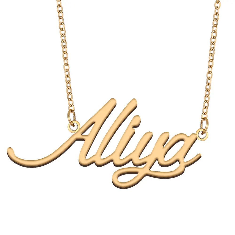 

Aliya Nameplate Necklace for Women Stainless Steel Jewelry Gold Plated Name Chain Pendant Femme Mothers Girlfriend Gift