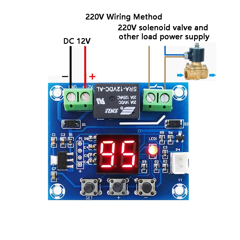 Автоматический контроллер влажности почвы 12 В с красным цифровым дисплеем для
