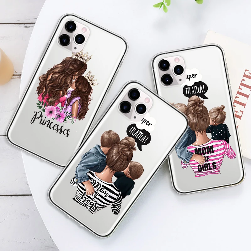 Милые Мультяшные Чехлы Super Mama для телефонов IPhone 12 Mini Pro 7 8 Plus 11 X XS MAX XR Mother мягкий
