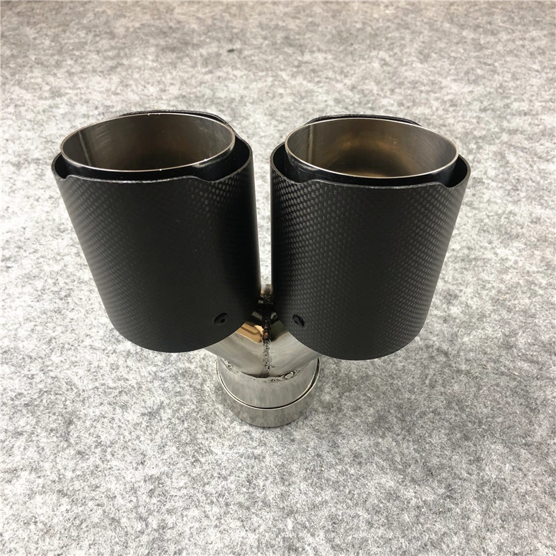 

One Piece Y model Dual Exhaust pipe Muffler End pipe look Matte Carbon fiber Universal Automobiles Accessories