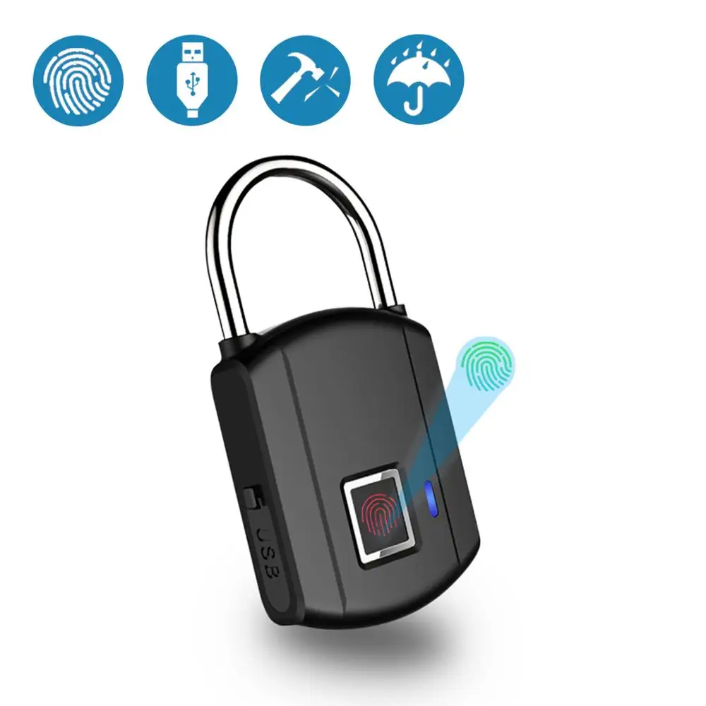 BESDER БЕСКЛЮЧЕВОЙ USB Перезаряжаемый замок со сканером отпечатков пальцев быстрая