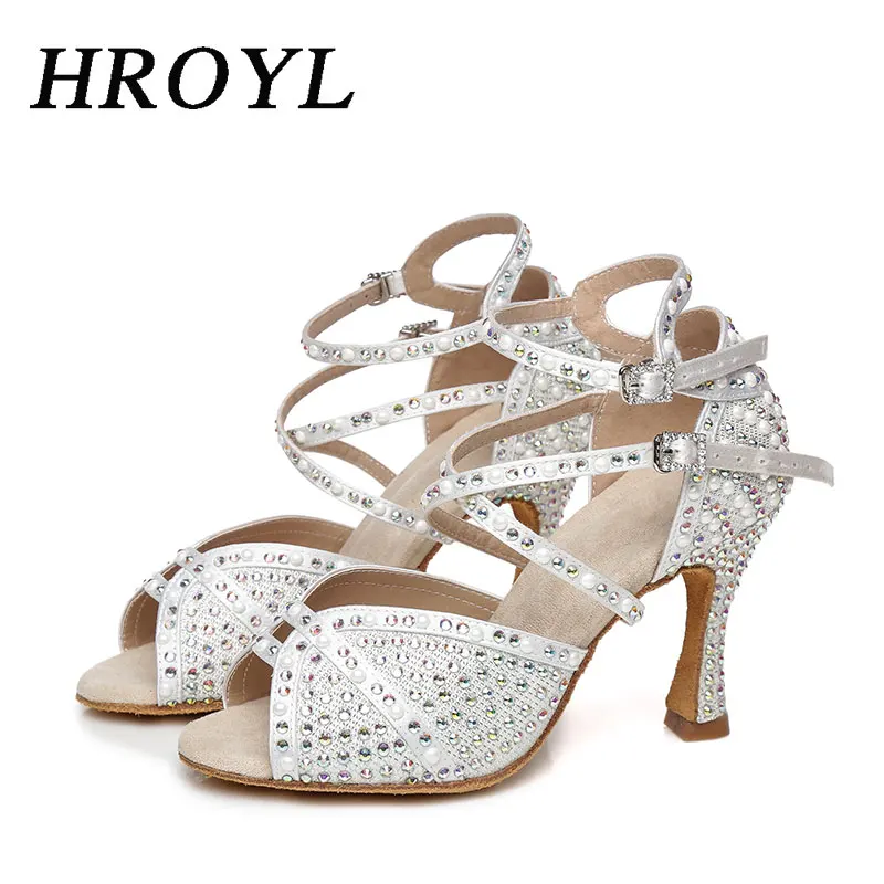 

Latin dance shoes for girl women lady's Rhinestone ballroom professional Salsa tango party dancing shoes high heel
