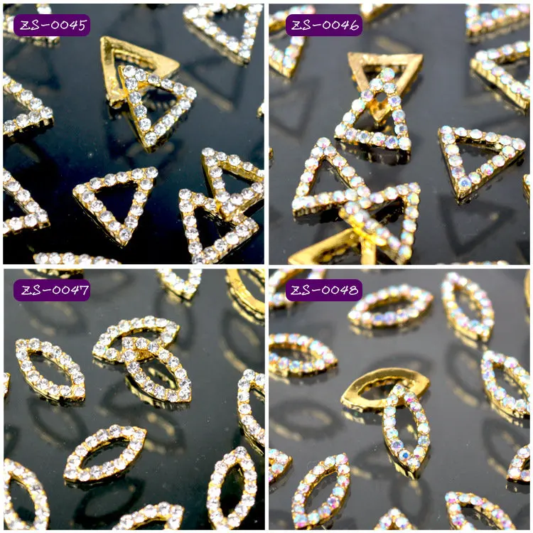 

10pcs/set Nail Parts Glitter Geometric Metal Frame Rhinestone Zircon Nail Charms Nail Equipment DIY Salon Decoration Accessories