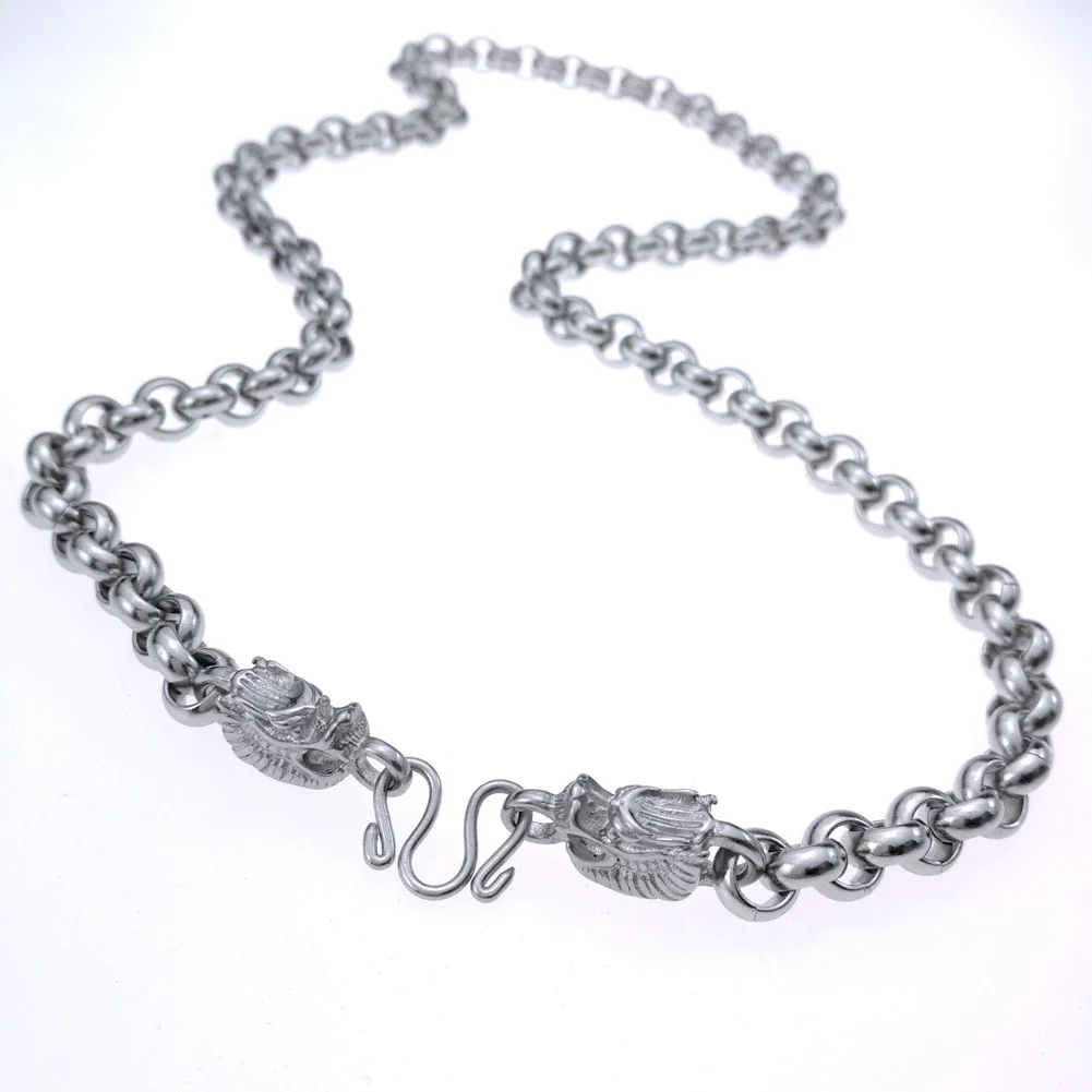 

"Chinese LONG" chain head stainless steel men women 20~36inch length smooth necklace 7mm band width