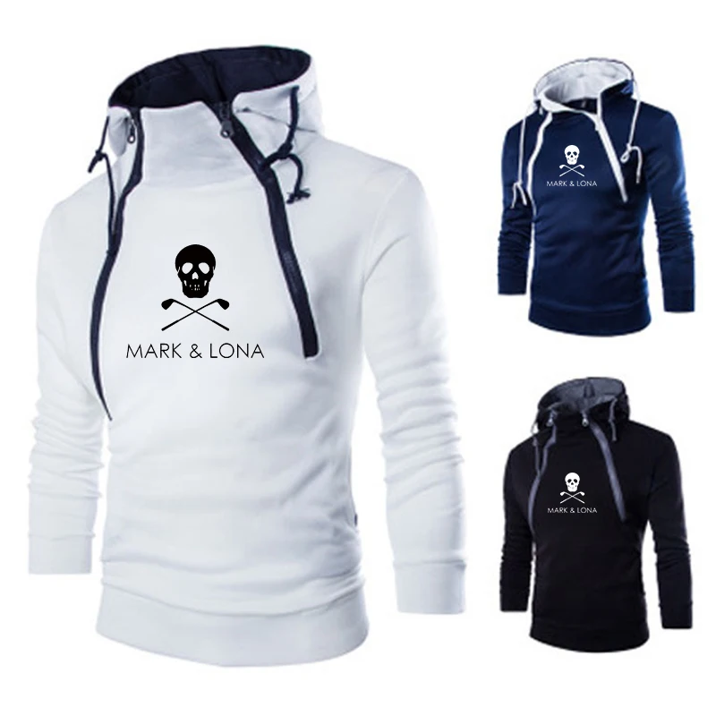 

Осенне-зимняя модная мужская теплая флисовая Повседневная Толстовка с принтом логотипа Mark Lona с длинными рукавами однотонный топ с круглым ...