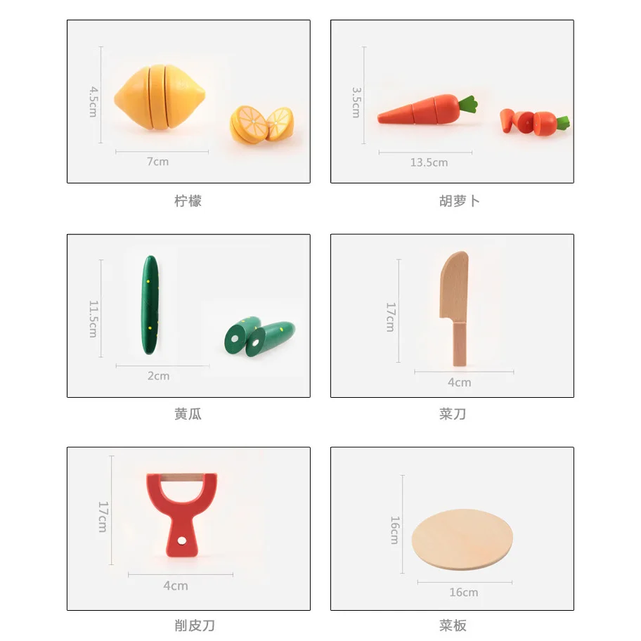 

Kids Wooden Cut Fruit and Vegetable Cutler Pretend Play Set for Baby Boy Girl Kitchen Toys Children Simulation Educational Toy