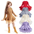 Зимнее платье для девочек, плотное теплое вязаное платье-свитер, рождественское платье для девочек, детское праздничное бальное платье, новогодняя Детская одежда