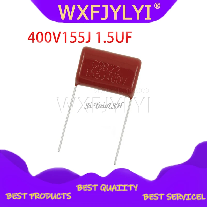 10 шт. 400V155J 1 5 мкФ шаг 20 мм 400V 155 1500nf CBB полипропиленовый пленочный конденсатор с