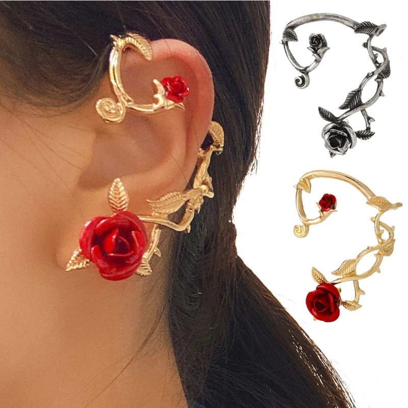 

Silver/Gold Color Flower Ear Hook Earrings Costume Earrings Exaggerated Earrings Alloy Handmade Dangle Earrings