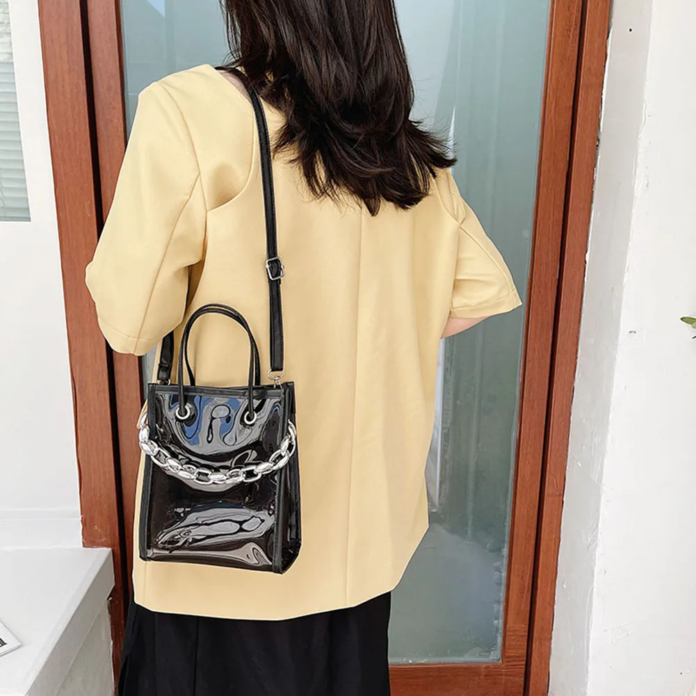 

Vintage Women Transparent Crossbody Bag Casual Ladies Chian Handbags Purse Summer Street Shopping Simple Females Tote