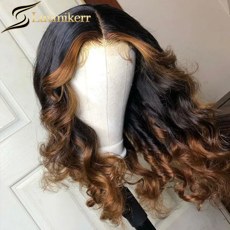 

Hd Ombre Brown Highlight 13x6 Lace Frontal Wig Glueless Body Wave Pre Plucked Human Hair Lace Front Wig For Women Bleached Knots