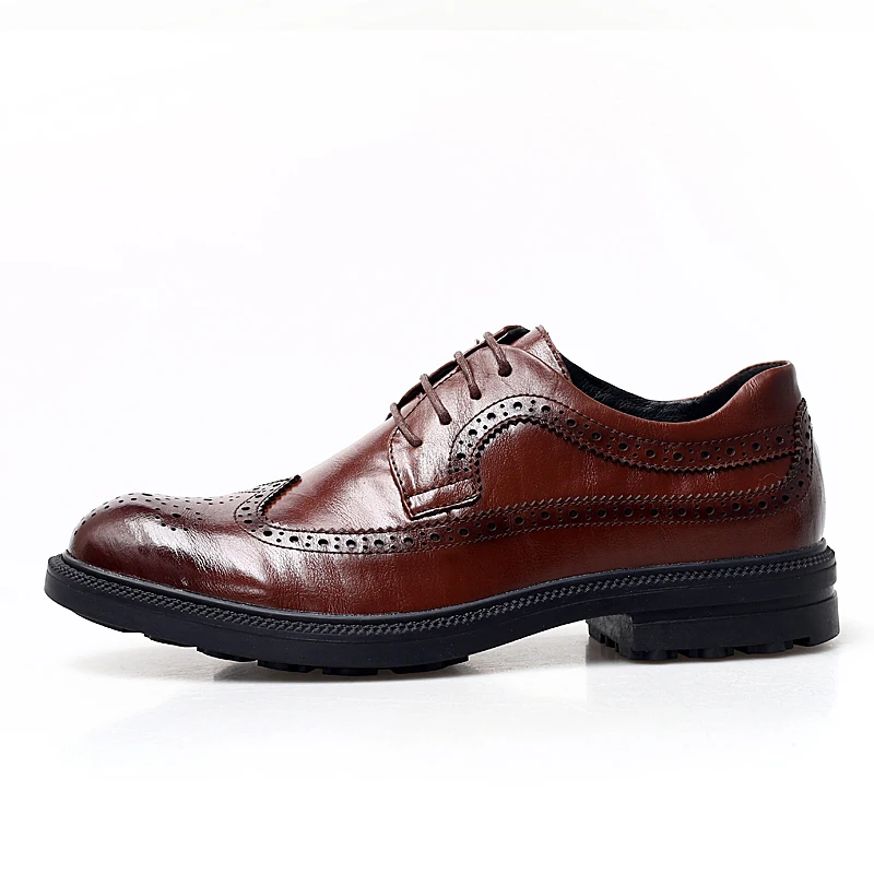 

Fashion Print Genuine Leather Shoes Men Formal Dress Shoes British Gentleman Brogue Shoes Slip-On Men Oxfords Shoes