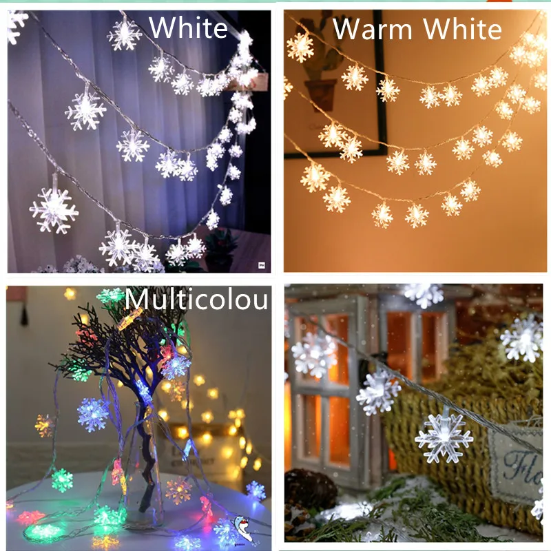

Christmas Decorations For Home Garland Snowflake Led Festoon 3/6/10 Metres Snow String Light USB Powered For New Year Decor