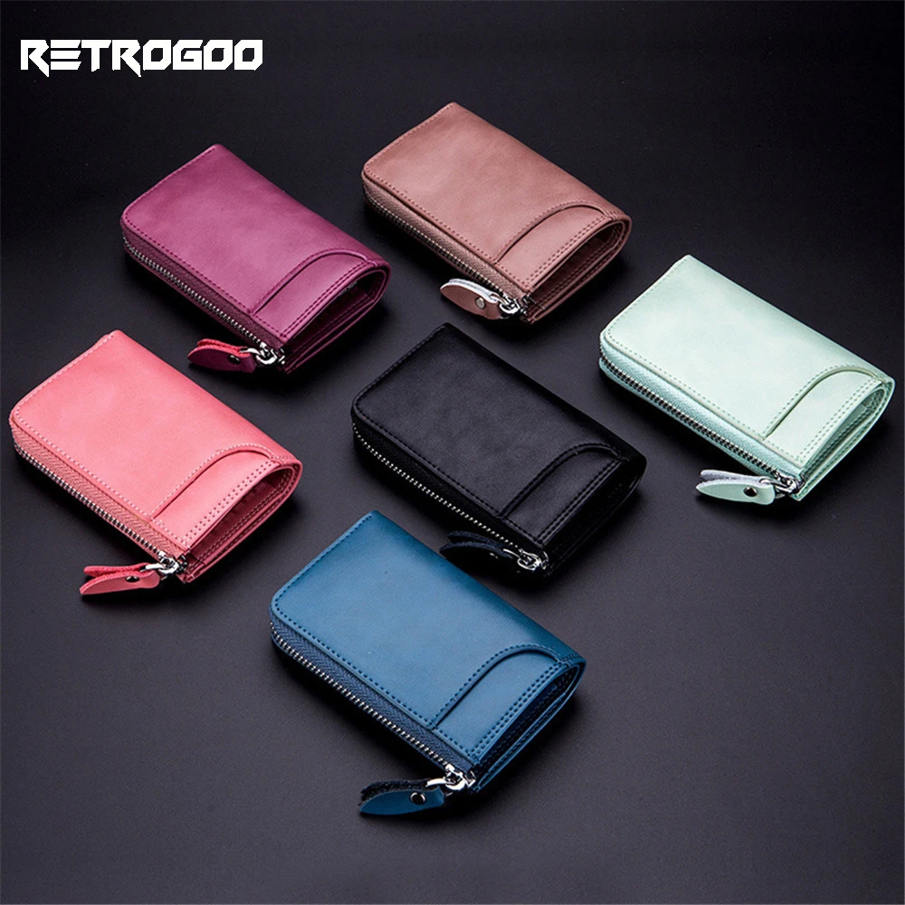 RETROGOO Car Key Case Key Pouch Genuine Leather Keychain Unisex Key Bag Card Holder Wallet Organizer Purse Smart Housekeeper Bag