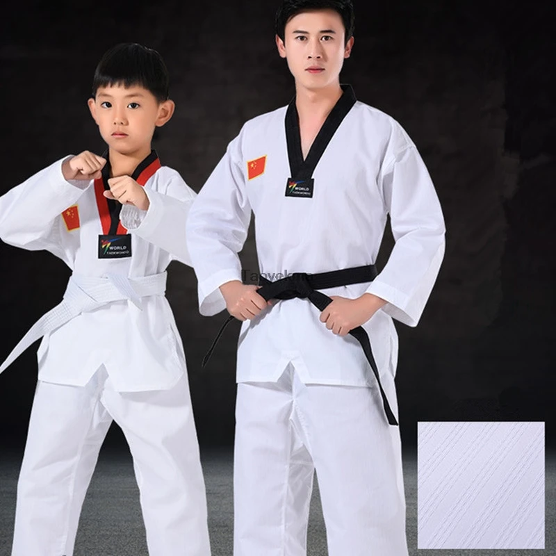 Детский и взрослый костюм для тхэквондо униформа Dobok WTF карате одежда мужчин