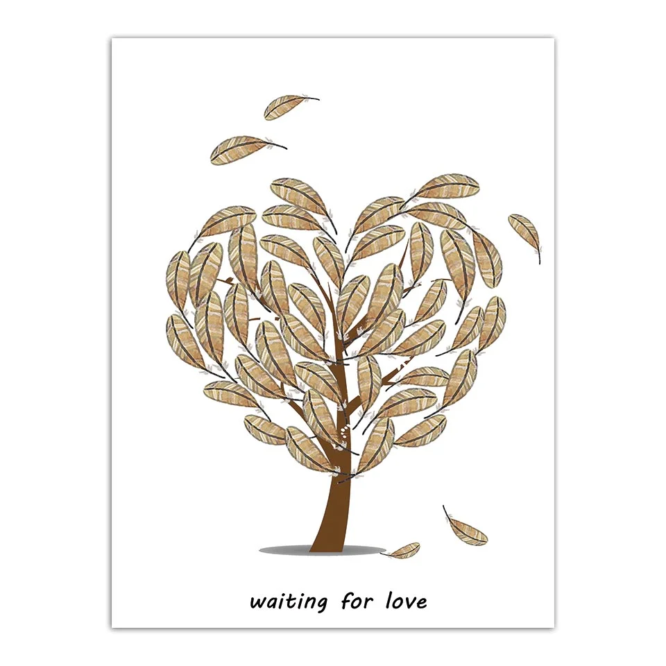 Печатные картины в скандинавском стиле форме сердца дерева настенная Картина на