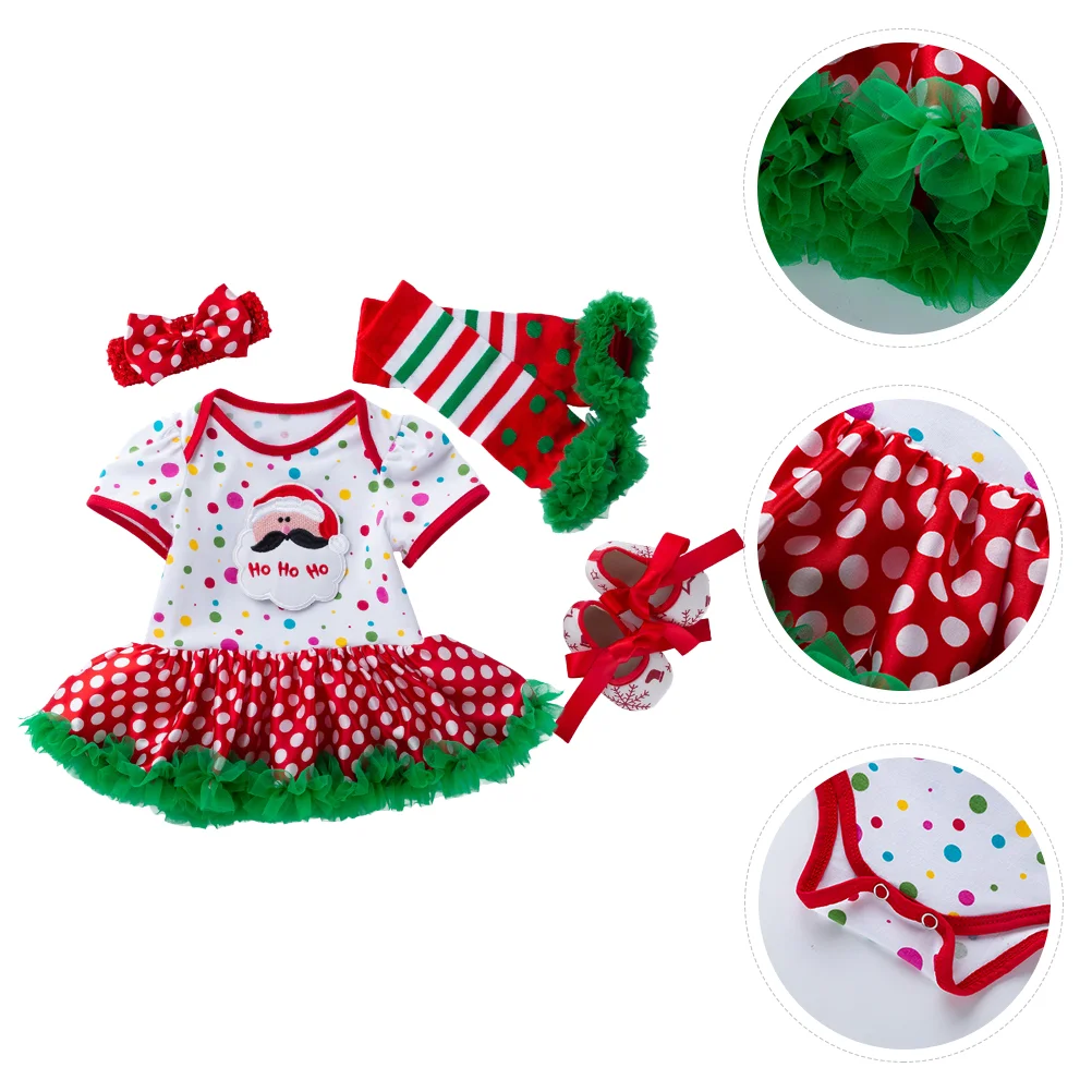 

1 Set Lovely Stage Performance Costume Christmas One-piece Skirt Suit for Kids