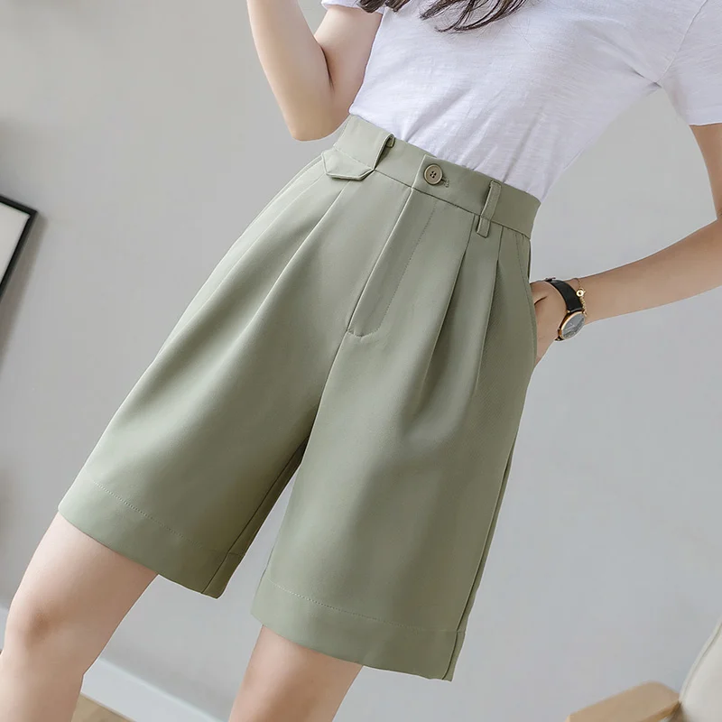 

#0712 Summer High Waisted Shorts Women Elegant Casual Women's Shorts Office Shorts Vintage Casual Blazer Shorts Straight Thin