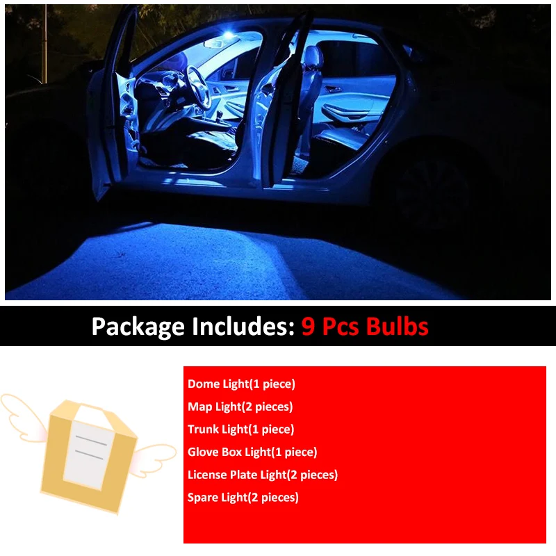 9 шт. салона светодиодный светильник лампы посылка комплект для 2014-2015 Kia Sorento T10 31