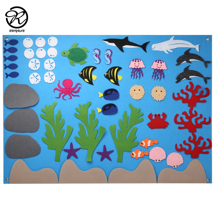 Детская фланелевая войлочная доска под морем с животными | Дом и сад