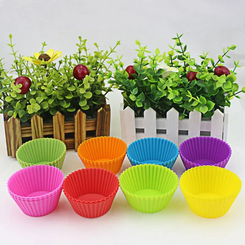 

12pcs/Set Silicone Cake Mold Round Shaped Muffin Cupcake Baking Molds Kitchen Cooking Bakeware Maker DIY Cake Decorating Tools